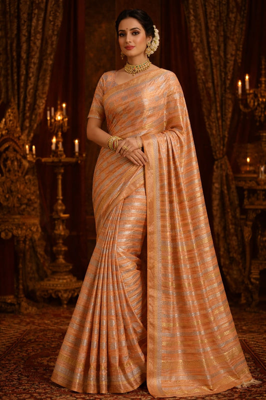 Swarna Rekha Peach Silk Saree