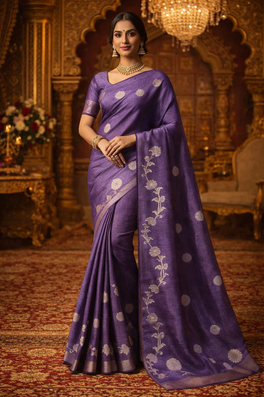 Vaidehi Silver Zari Silk Saree