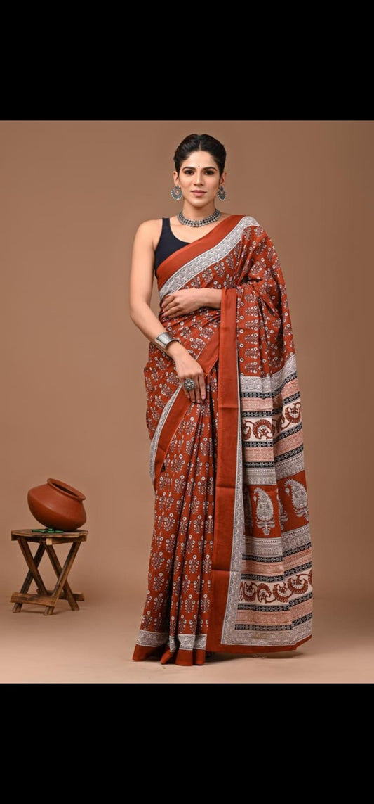Bagru Cotton Saree