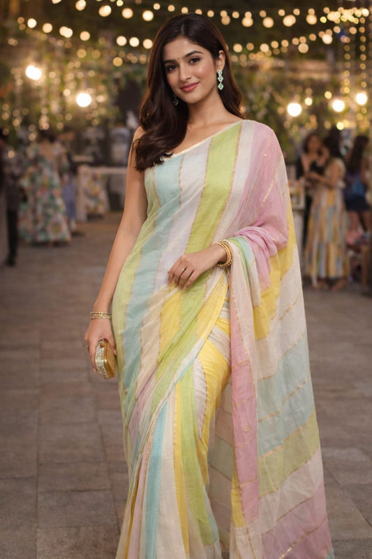 mltistripes mul cotton saree