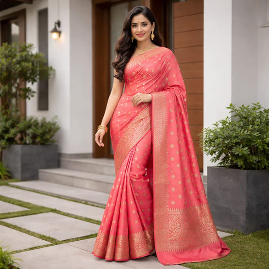 pink banarasi saree