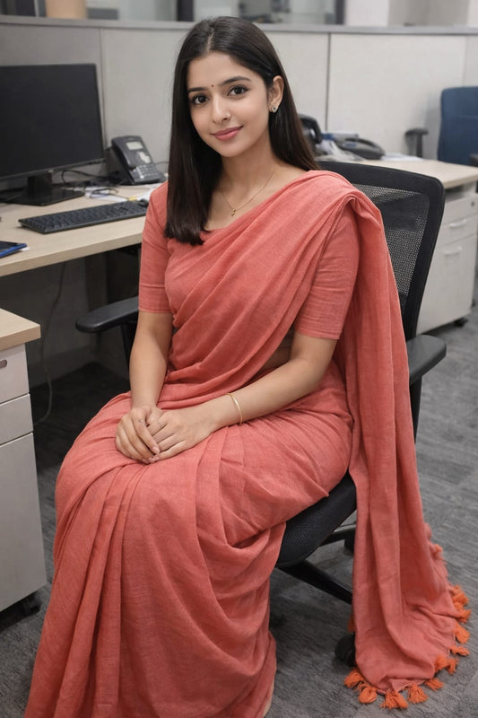 plain mul cotton saree