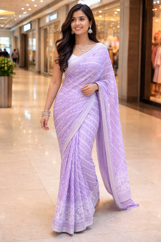 purple soft Jamdani saree